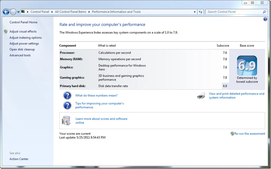 windows experience index